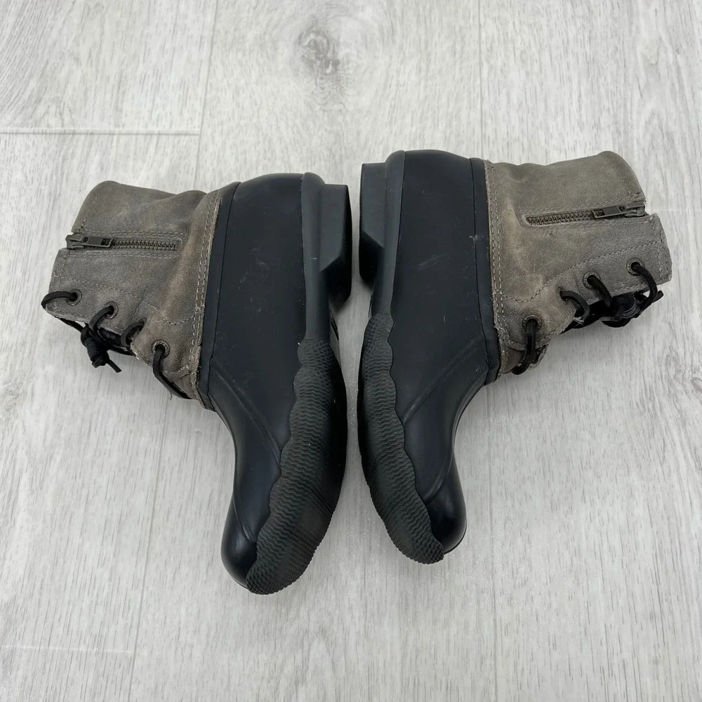 Sperry Women's Duck Boots Ankle Zip Waterproof Grey Suede Rubber Size 7‎
